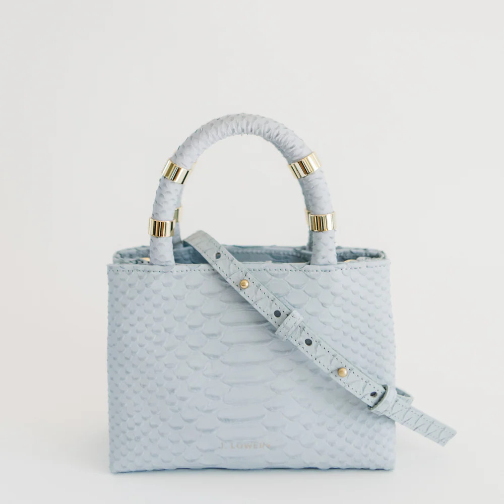 J. LOWERY MINI WILLIAM Tote | Dove Blue Python | J. LOWERY