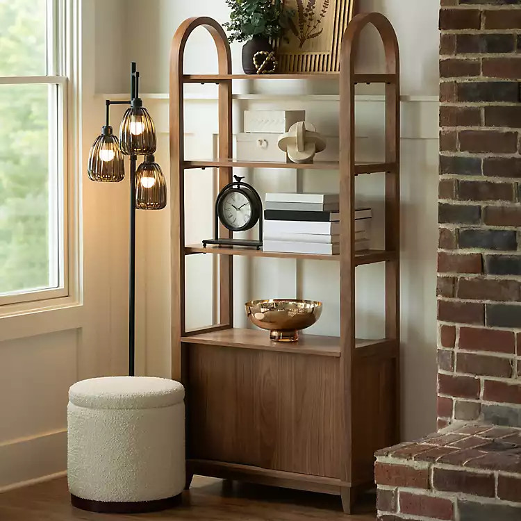 Walnut Wood Harlow Bookcase with Cabinet | Kirklands Home | Kirklands