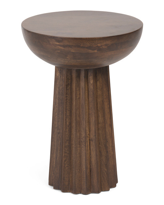 20in Fluted Wooden Side Table | TJ Maxx
