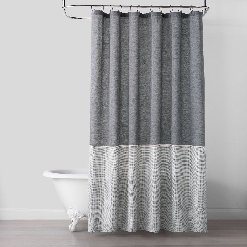 Textured Colorblock Shower Curtain Railroad Gray - Hearth & Hand™ with Magnolia | Target