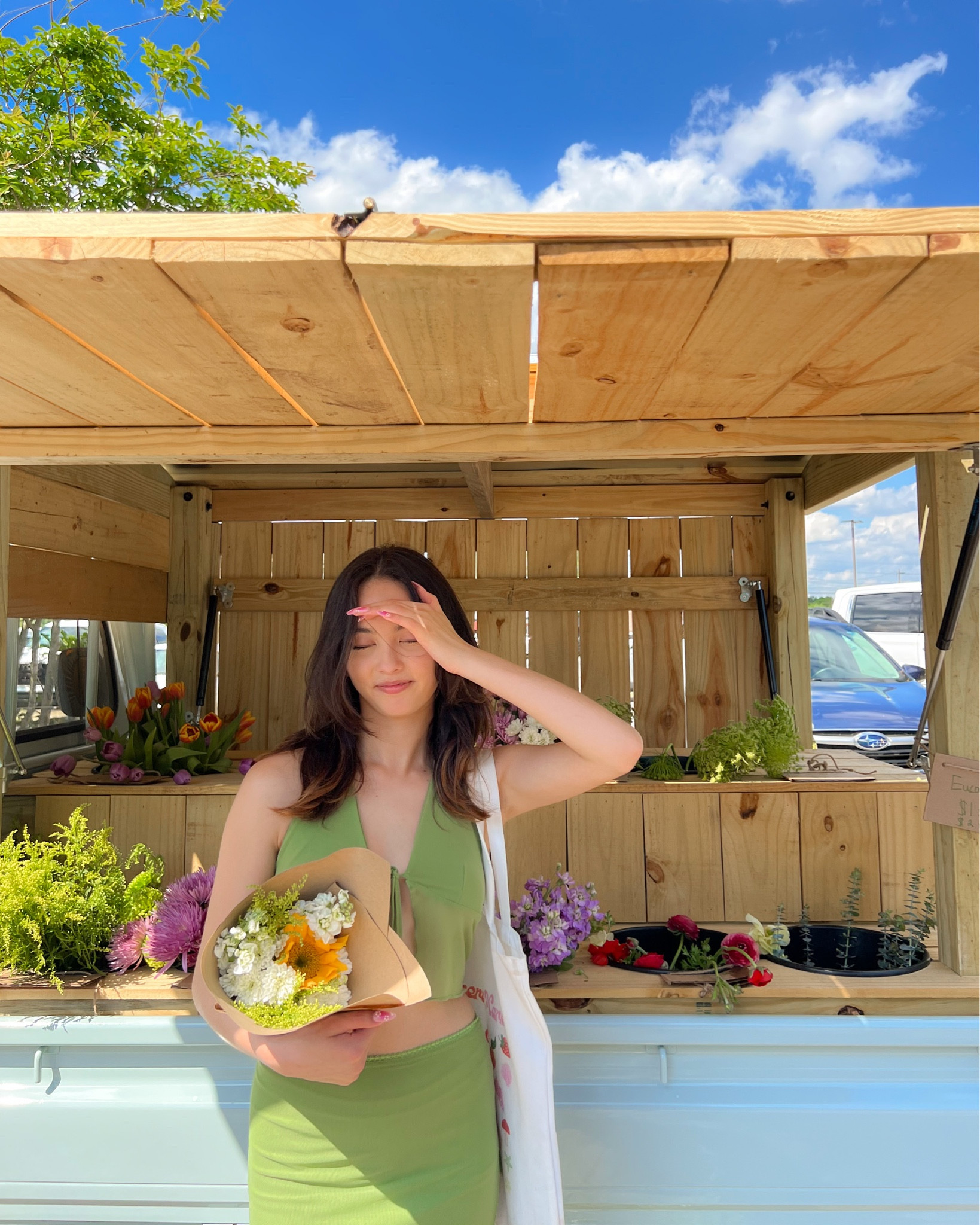 princess polly green skirt set tie top maxi skirt midi skirt sheer 

size: 2
height: 5’3