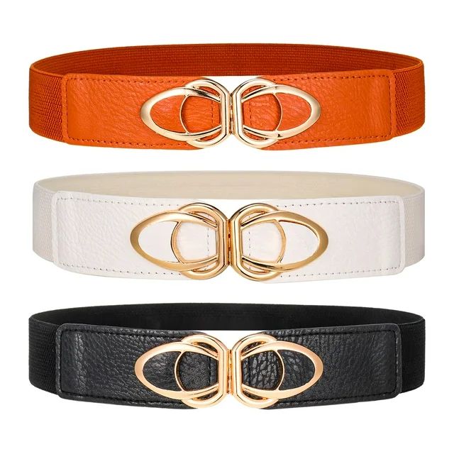 HEQUSIGNS 3 Pcs Women Wide Elastic Waist Belt, Ladies Retro Cinch Belts, PU Leather Stretchy Styl... | Walmart (US)