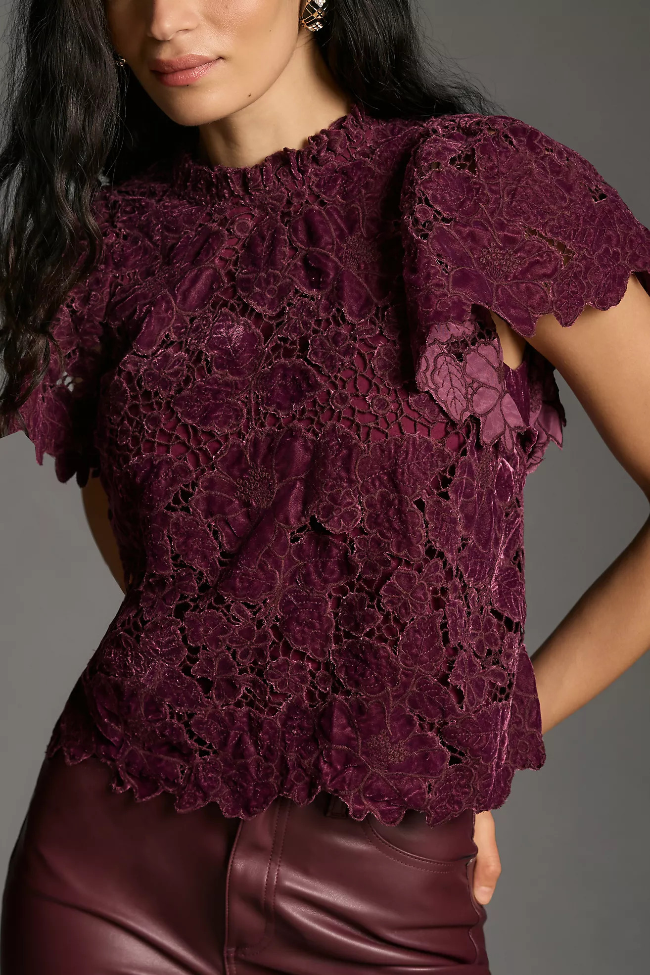 By Anthropologie Ruffled Lace Blouse | Anthropologie (US)