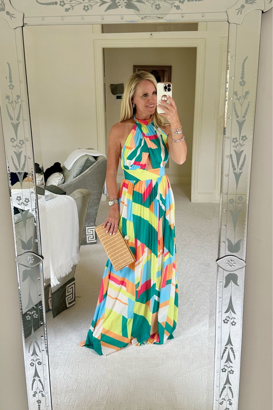 Amazing halter maxi dress
It’s true to size
Pair with cork wedges and wicker Pamela Munson pearl clutch
Bright color maxi dress
Accordion pleat skirt
Wedding guest dress 
Vacation dress 
Beach dress 

#LTKFind #LTKstyletip #LTKSeasonal