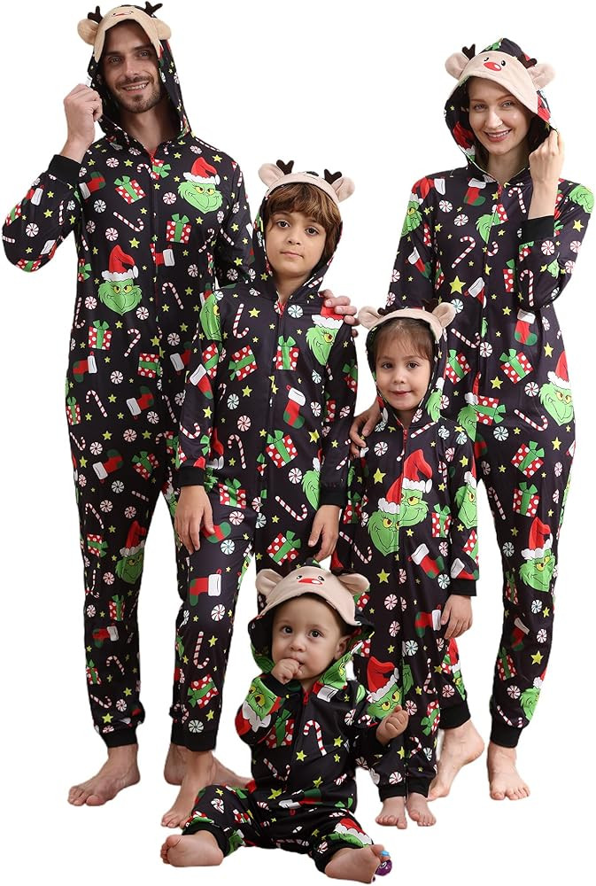 FOTN Ugly Couple Christmas Onesie's, Lazy Family Matching One-Piece Pajamas Comfy Loungewear Pjs ... | Amazon (US)