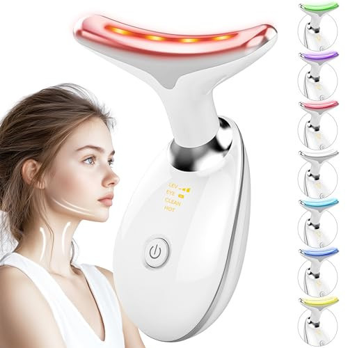 Red-Light-Therapy-for-Face and Neck Facial Massager for Face and Neck (Model: TPML-100), Face culpting Wand with 7 Color, at-Home Face Tool for Skin Care (White) | Amazon (US)