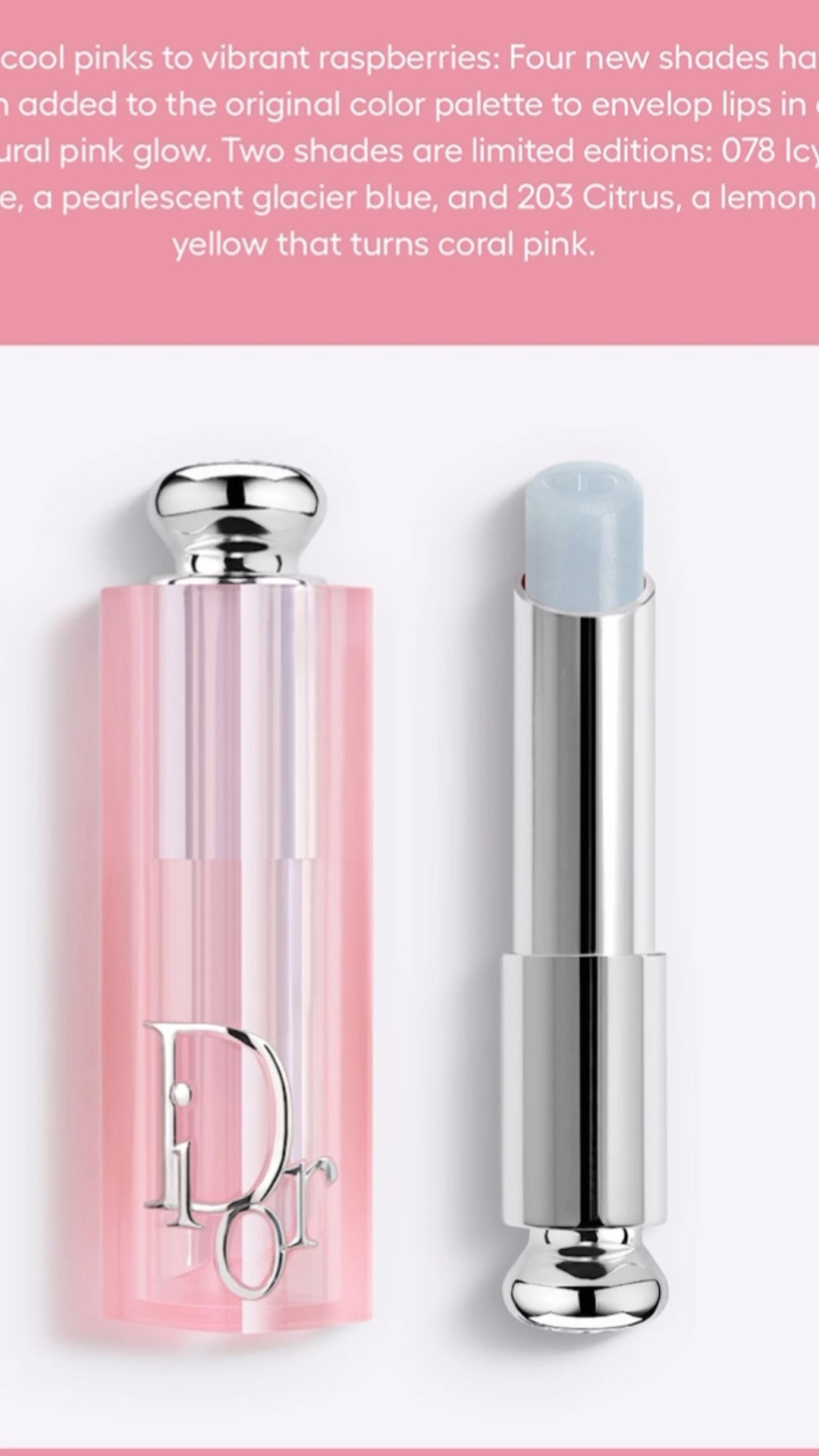 4 new shades of the sought after Dior Addict Lip Glow! 
2 of the shades are limited edition. 48-Hour Hydration and pH-Activated Color. 
Follow my shop: #LTKRealBoringHousewife 
>Subscribe 
>Create Wishlist
>Click Notifications 

#LTKWatchNow #LTKBeauty