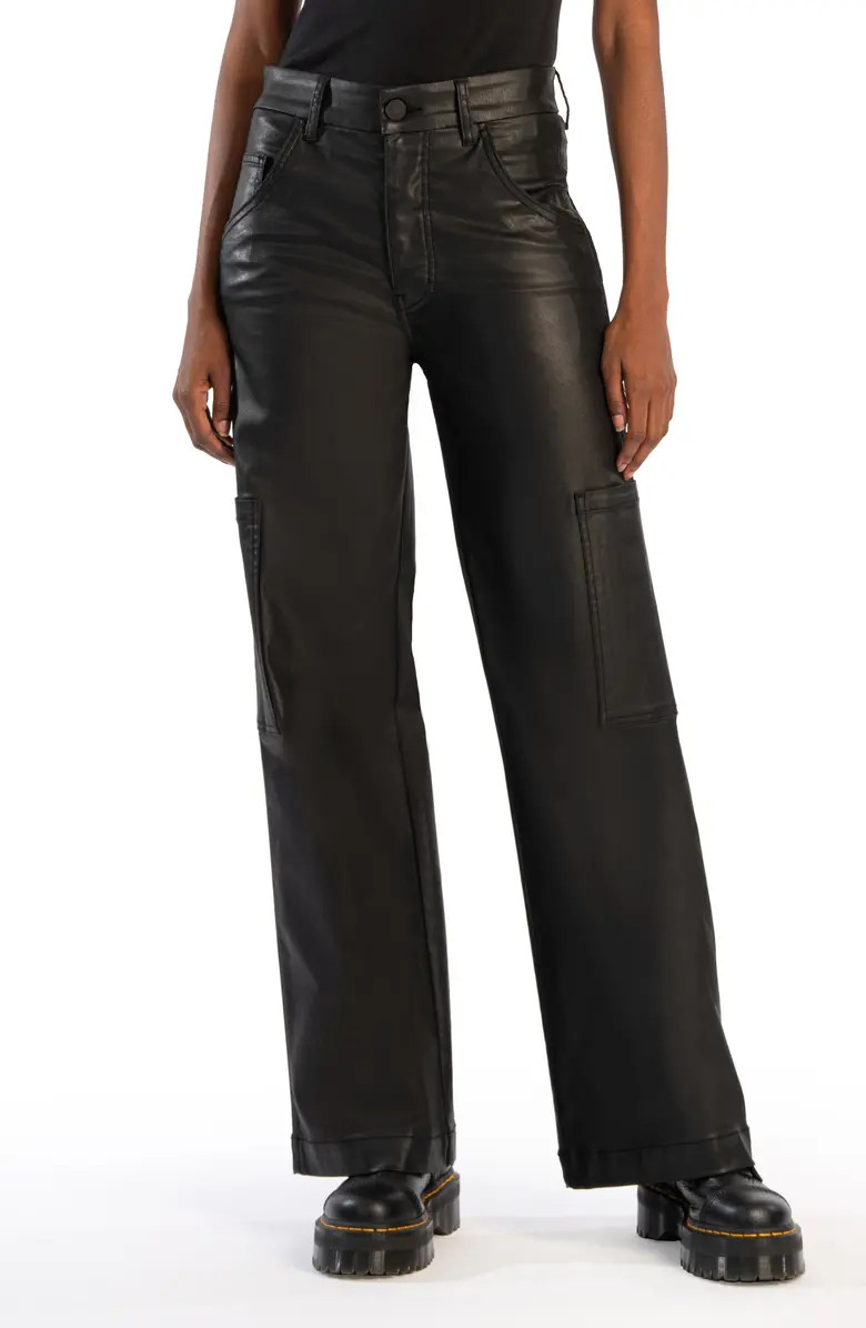 KUT from the Kloth Jodi Coated High Waist Wide Leg Jeans | Nordstrom | Nordstrom