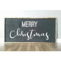 Merry Christmas Oversized Mantle Sign Winter Decor Black Smallwoods Farmhouse Framed | Etsy (US)