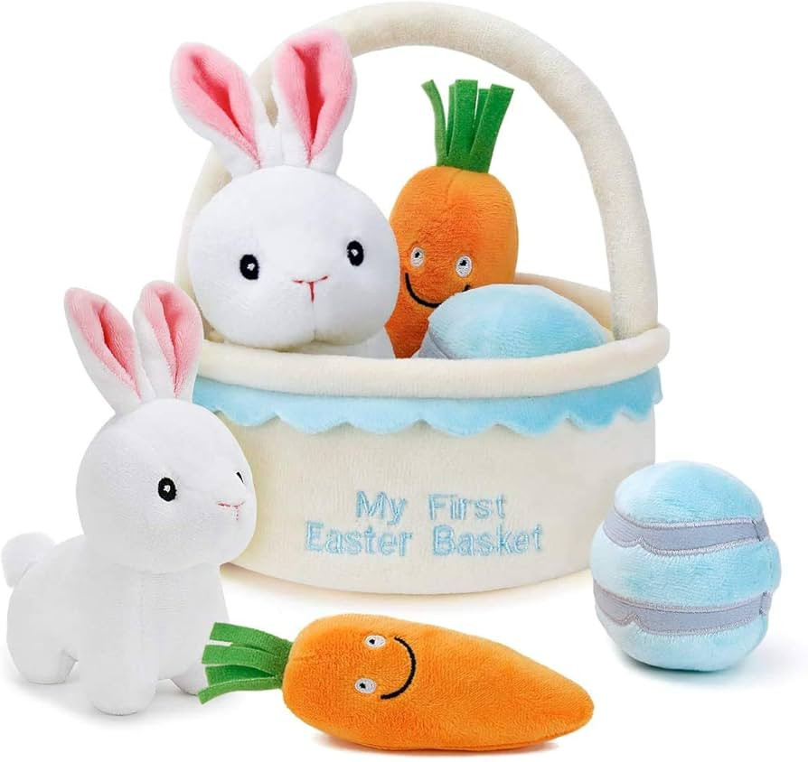 Baby's My First Easter Basket Playset Stuffed Plush Cartoon Bunny Toys Plush for Kids Boys Girls,... | Amazon (US)