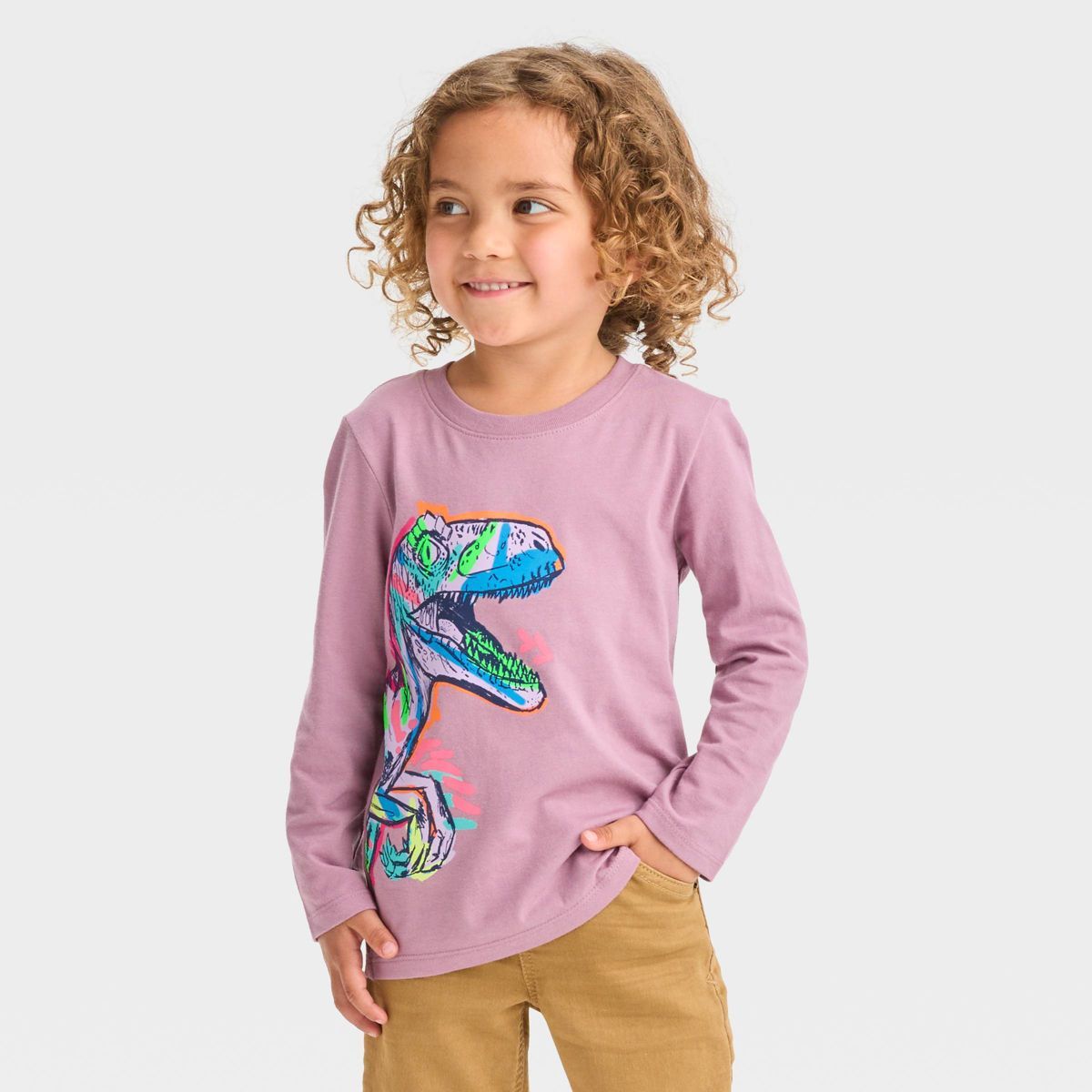 Toddler Boys' Animal Printed Long Sleeve T-Shirt - Cat & Jack™ Berry Purple | Target