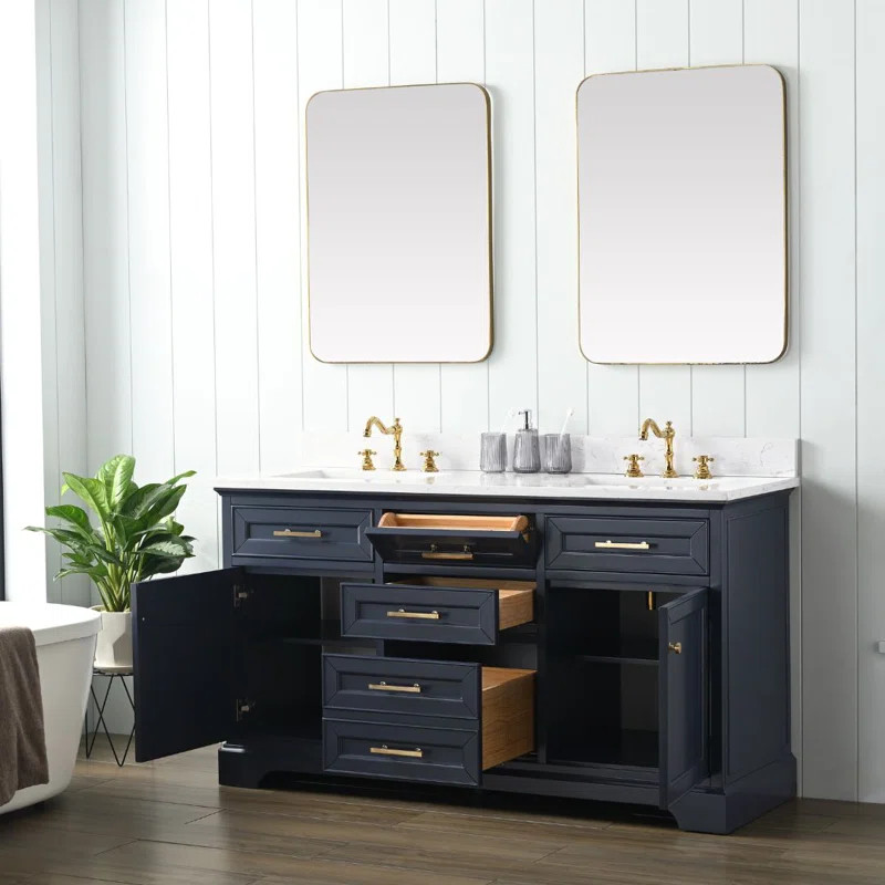 Annaline 60'' Double Bathroom Vanity with Engineered Stone Top | Wayfair North America