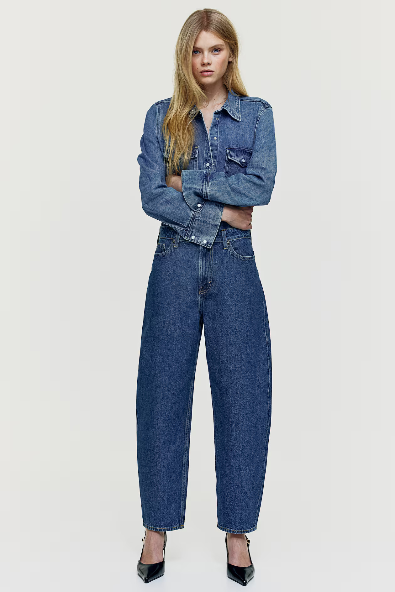 High Rise Barrel Leg Jeans | H&M (US + CA)