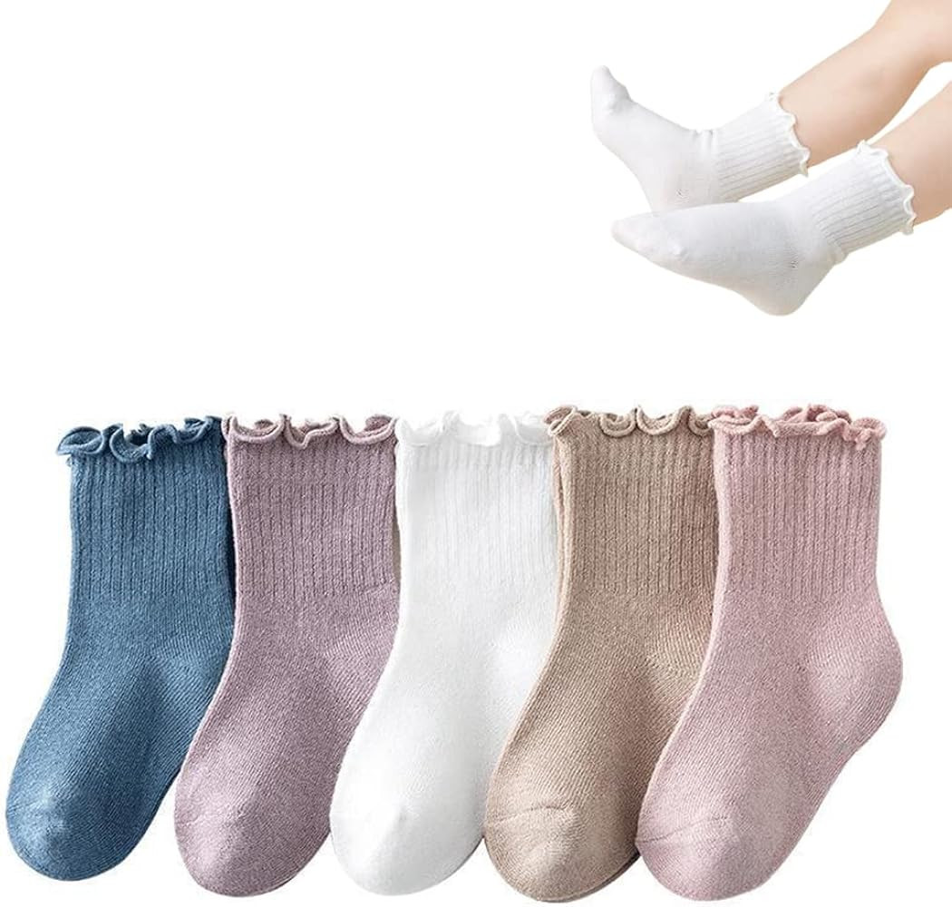hwojjha Baby Girls Socks Toddlers Ruffle Socks Girl's Frilly Dress Socks Baby Anti-slip Socks Cut... | Amazon (US)