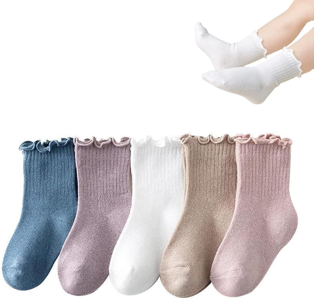 Baby Girls Socks Toddlers Ruffle Socks Girl's Frilly Dress Socks Baby Anti-slip Socks Cute Knee H... | Amazon (US)