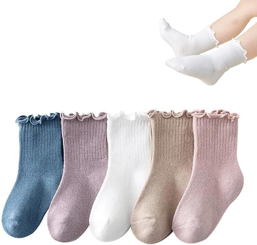 WATOCHE Baby Girls Socks Toddlers Ruffle Socks Girl's Frilly Dress Socks Baby Anti-slip Socks Cut... | Amazon (US)