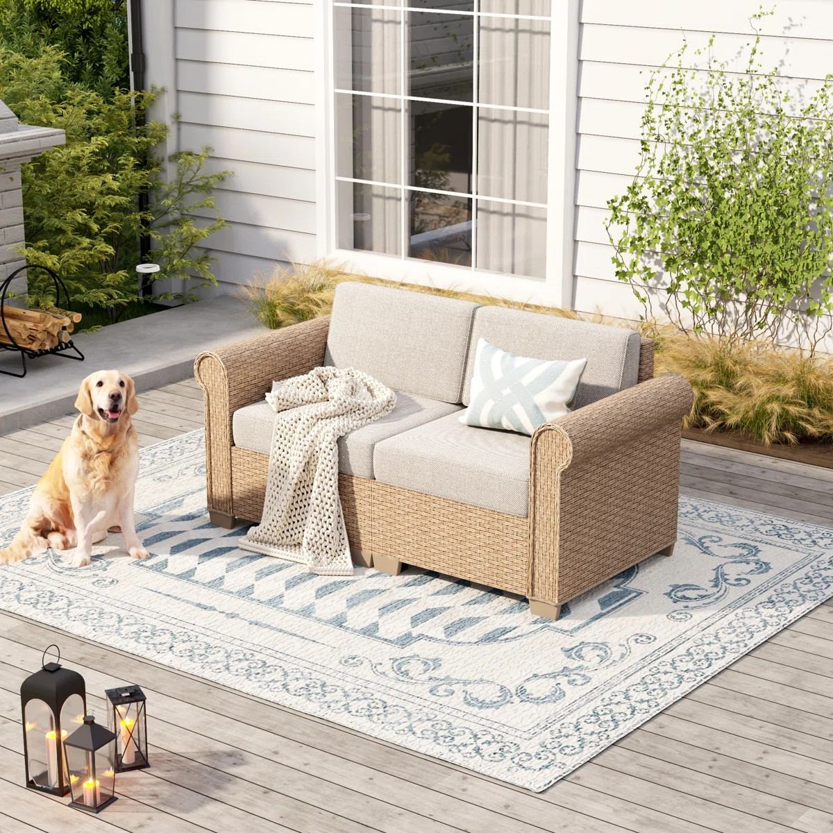 2-seat Outdoor Conversation Sofa Set With Rattan | Wayfair North America