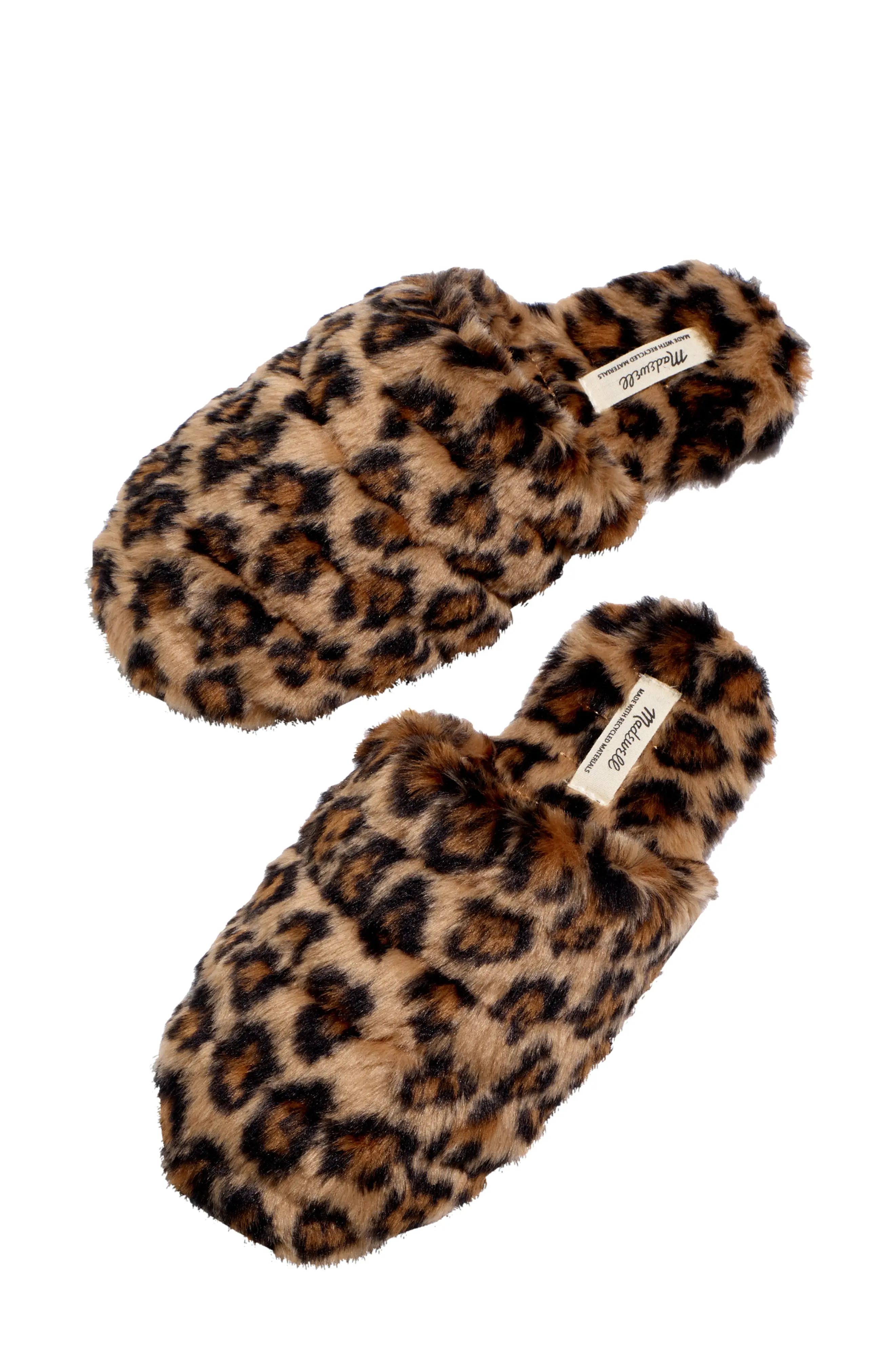 Women's Madewell Leopard Recycled Faux Fur Quilted Scuff Slippers, Size 8 M - Brown | Nordstrom