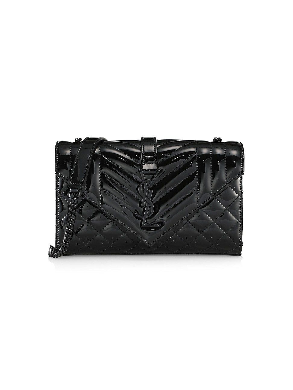 Saint Laurent Women's Envelope Monogram Matelassé Patent Leather Shoulder Bag - Black | Saks Fifth Avenue