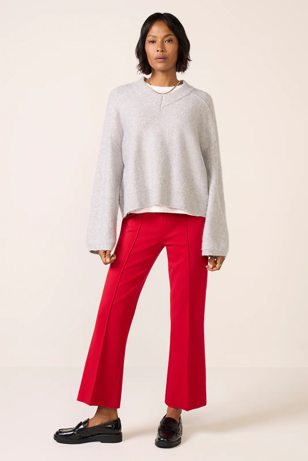 RAG AND BONE Women's Irina Ponte Kick Flare Pants, Size Medium, Red | Evereve