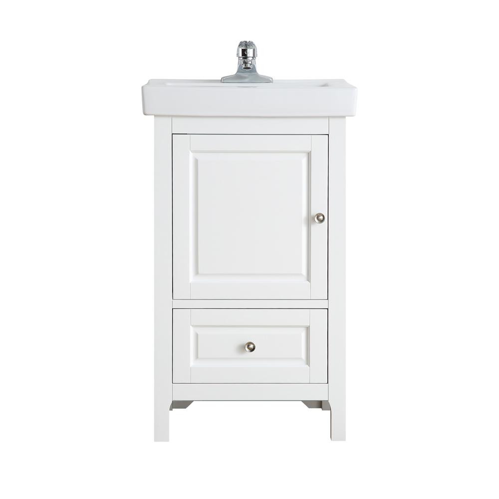 OVE Decors Balvin 20 in. W x 16.31 in. D Bath Vanity in Pure White with Ceramic Vanity Top in White  | The Home Depot