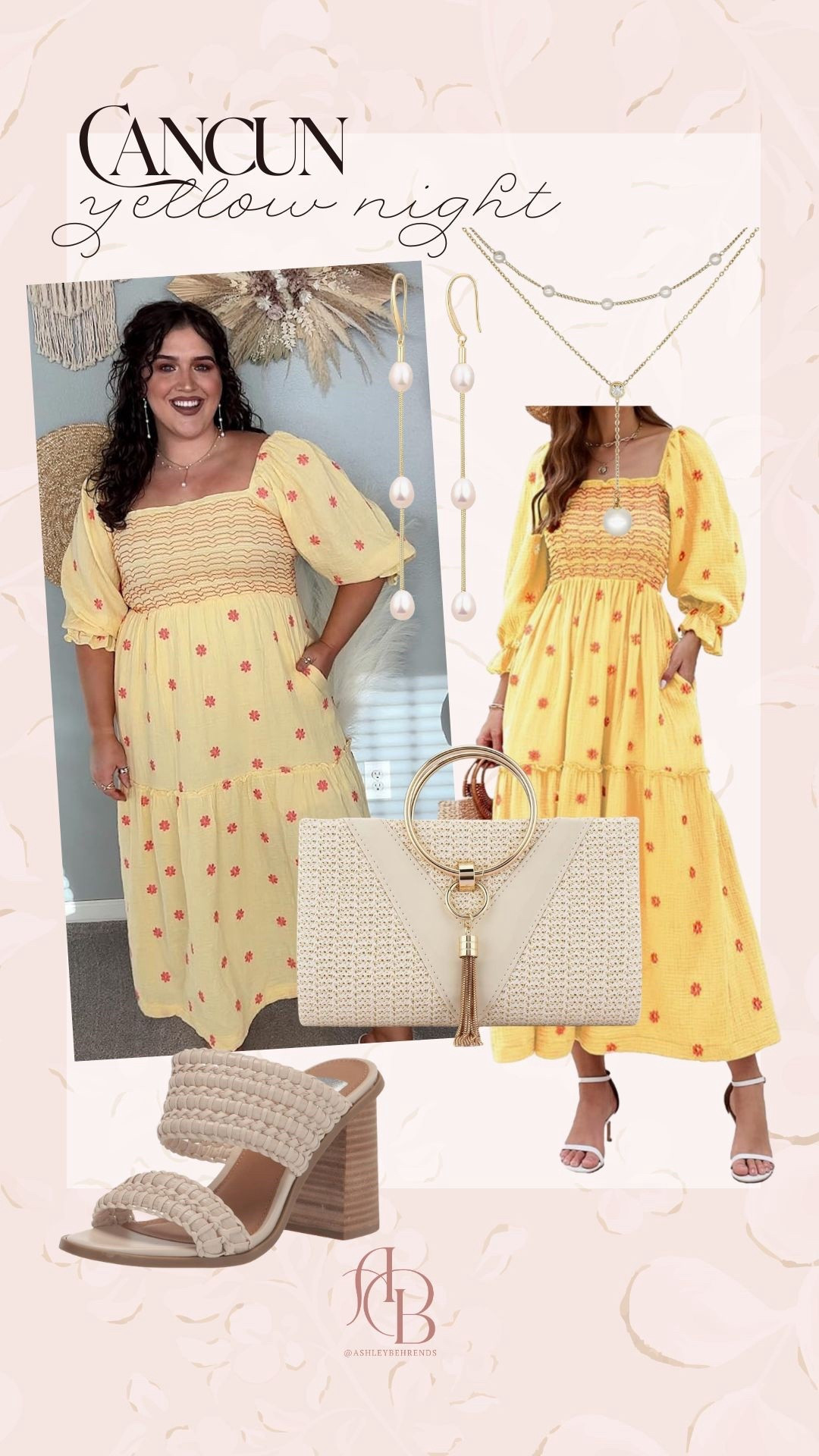This gorgeous butter yellow dress is giving major sunshine ☀️ vibes, but it’s still gorgeous to wear on the beach in the evening! I love it paired with the most perfect subtle beach themed jewelry (pearls, of course) and a neutral purse and shoes. 
Butter yellow dress outfit inspo  

#LTKTravel #LTKPlusSize #LTKSeasonal
