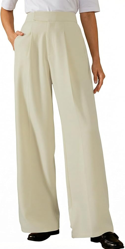 Arach&Cloz Women's Wrinkle-Free Pleated High Waisted Business Casual Wide Leg Dress Pants 2026 | Amazon (US)