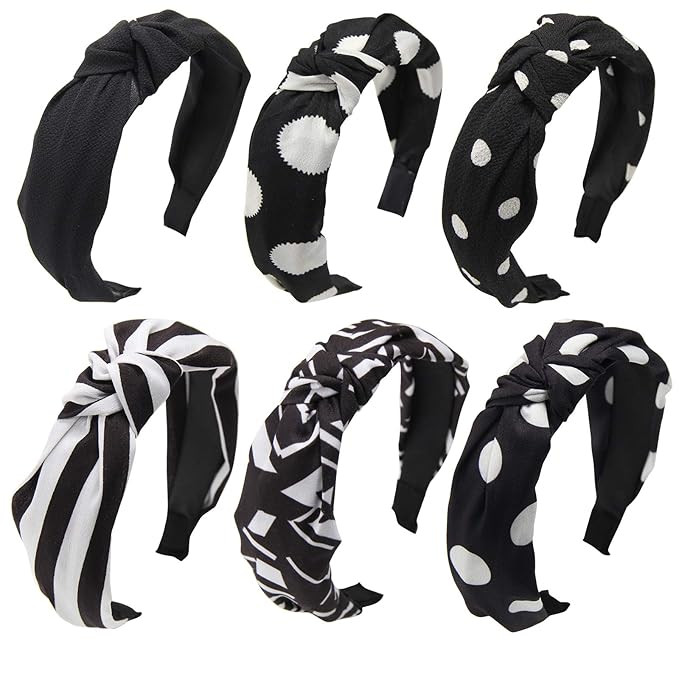 SUSULU Twisted Headband for Women Black White Fabric Hair Band Hair Hoop Knotted Cross Alice Band... | Amazon (US)