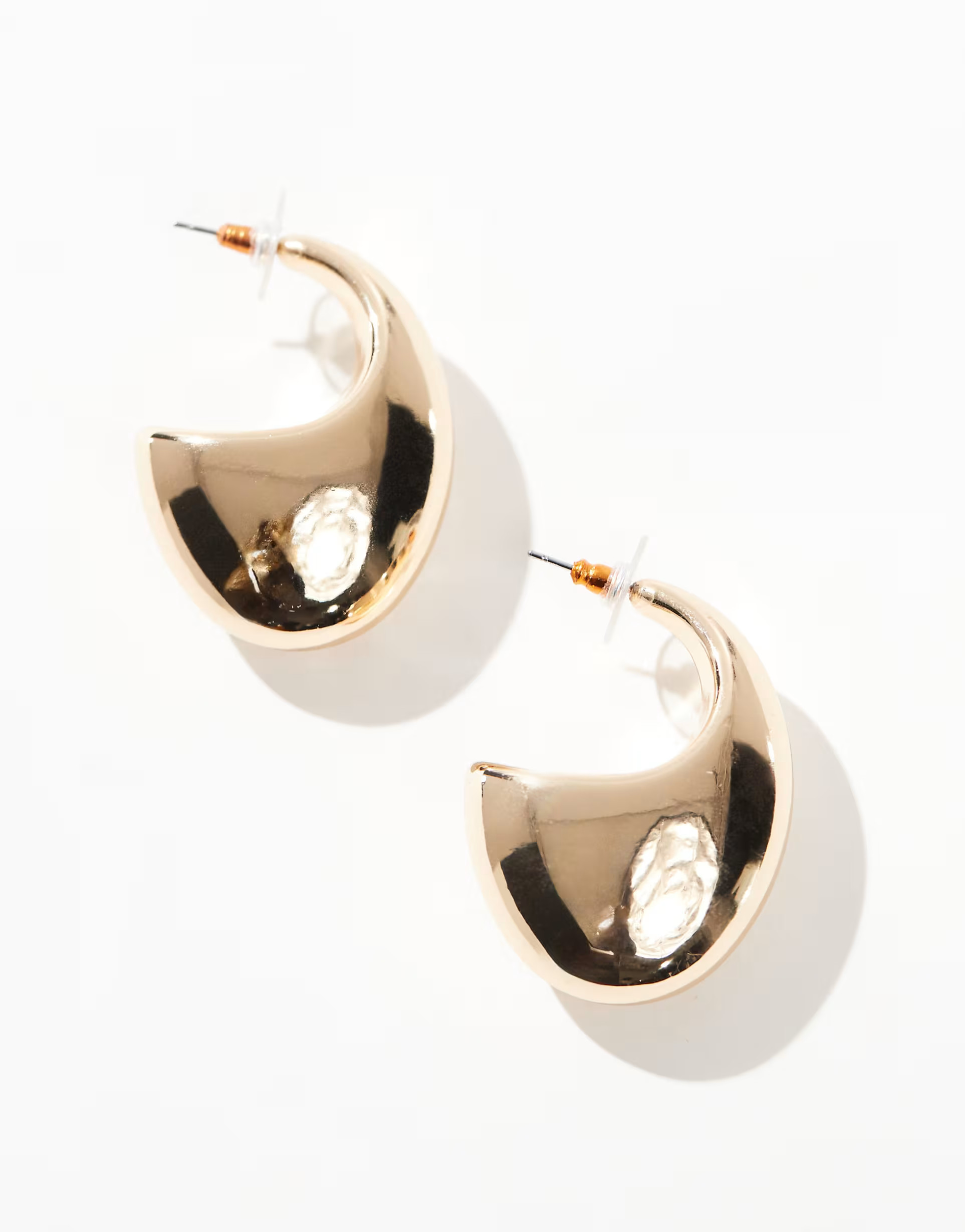 ASOS DESIGN hoop earrings with chubby oval detail in gold tone | ASOS (Global)