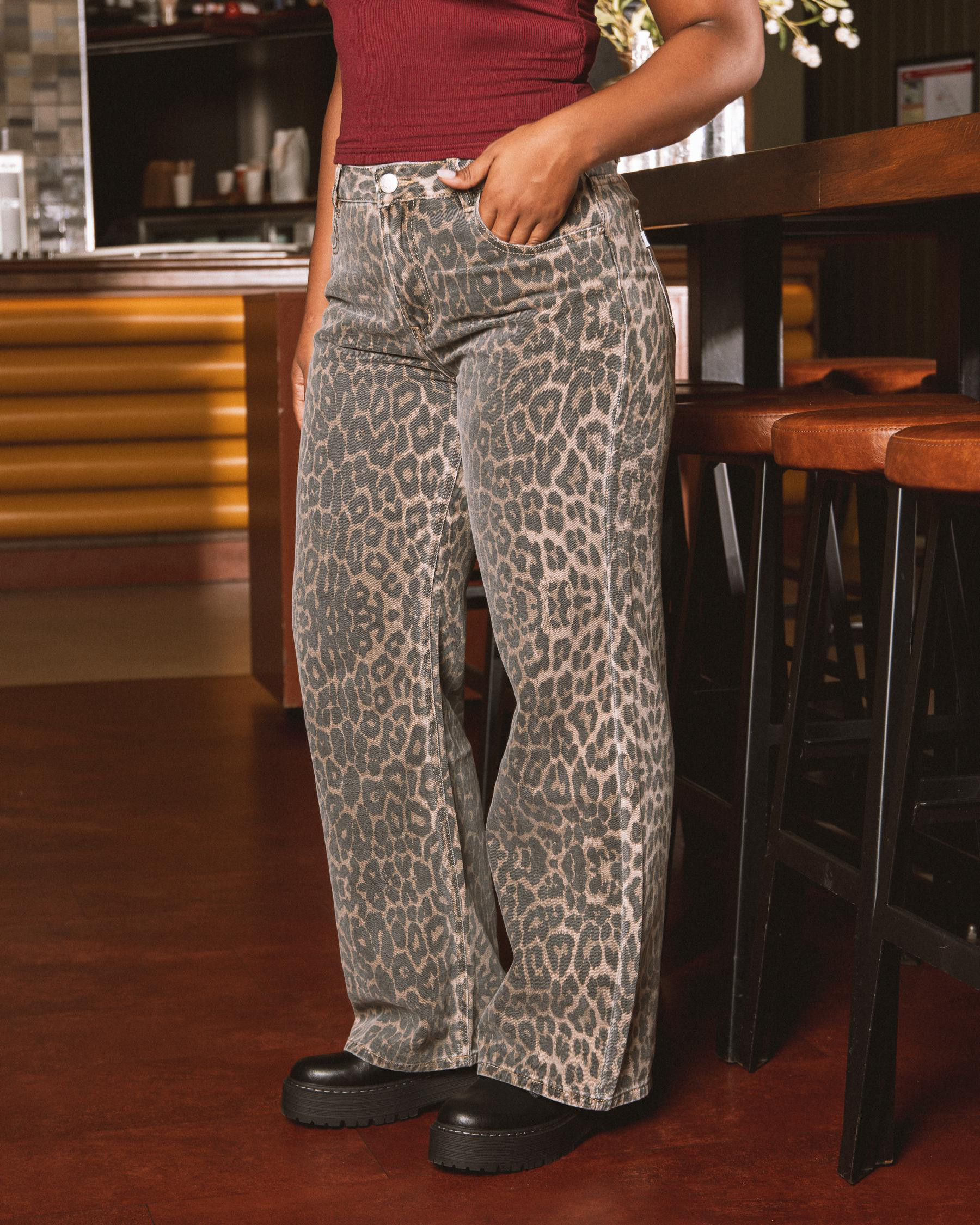 DESU Women's Wild Cat Straight Leg Jeans in Leopard Size 6 | City Beach (US)