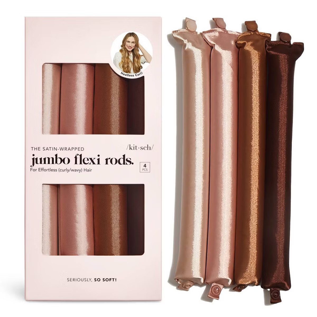 Kitsch Satin Jumbo Flexi Rods Hair Rollers - Rosewood - 4pk | Target