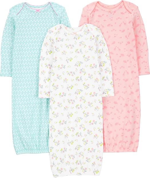 Simple Joys by Carter's Baby Girls' 3-pack Cotton Sleeper Gown | Amazon (US)