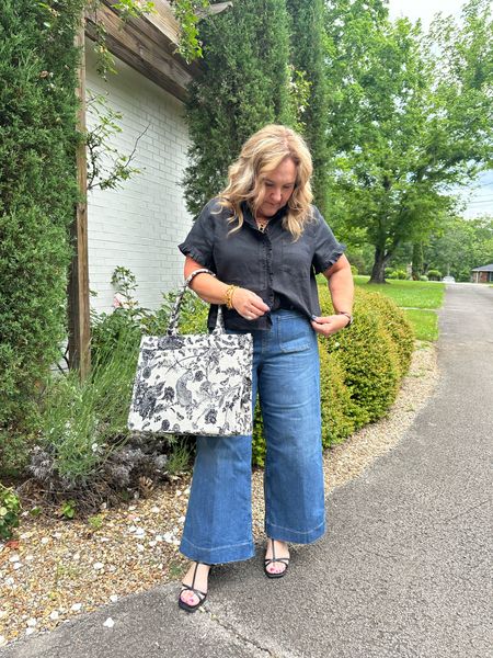 My favorite linen top. Size large. 

And the viral “Oprah jean” that everyone is trying to copy. But these are the original. Wearing an XL. 10% off code NANETTEXSPANX 

Summer jeans summer outfit 

#LTKMidsize #LTKWorkwear #LTKOver40