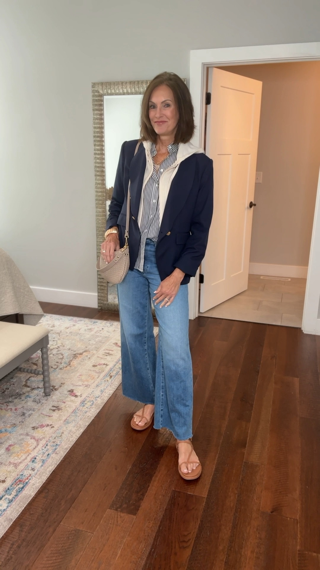 Lunch date look

Scuba blazer - Large 
Insert - large 

Striped poplin - M on sale but you can see if they will let you stack my code: ANNIEKXSPANX 

Jeans - 29 probably should consider sizing down if between sizes. I think the 28 would fit me fine 

#LTKStyleTip #LTKItBag #LTKSaleAlert