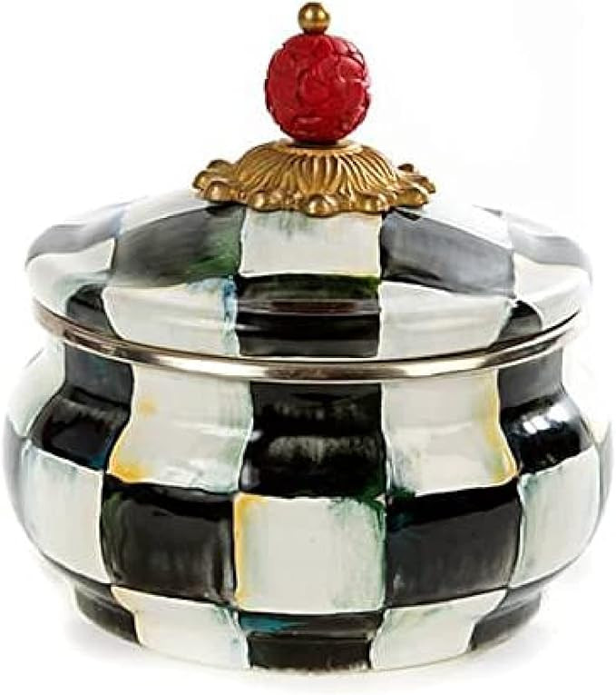 Amazon.com: MacKenzie-Childs Courtly Check Squashed Pot, Cute Tea Storage, Flour or Sugar Contain... | Amazon (US)