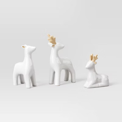 3ct Christmas Ceramic Deer Decor Set White- Wondershop™ | Target