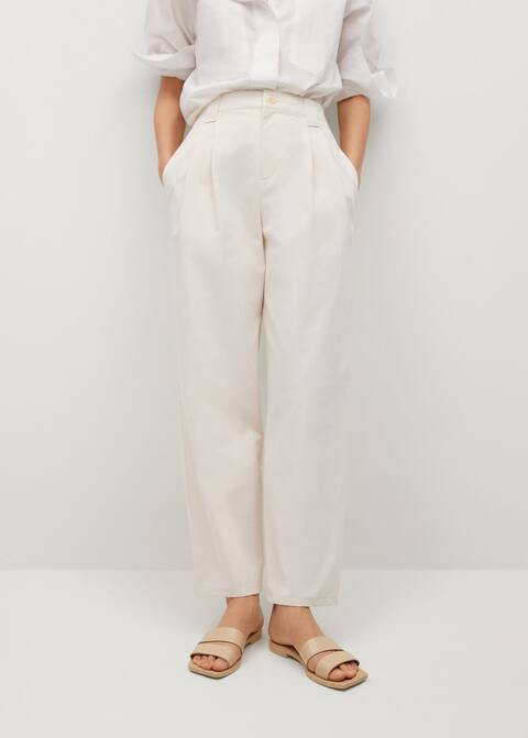 Pleat straight trousers | MANGO (US)