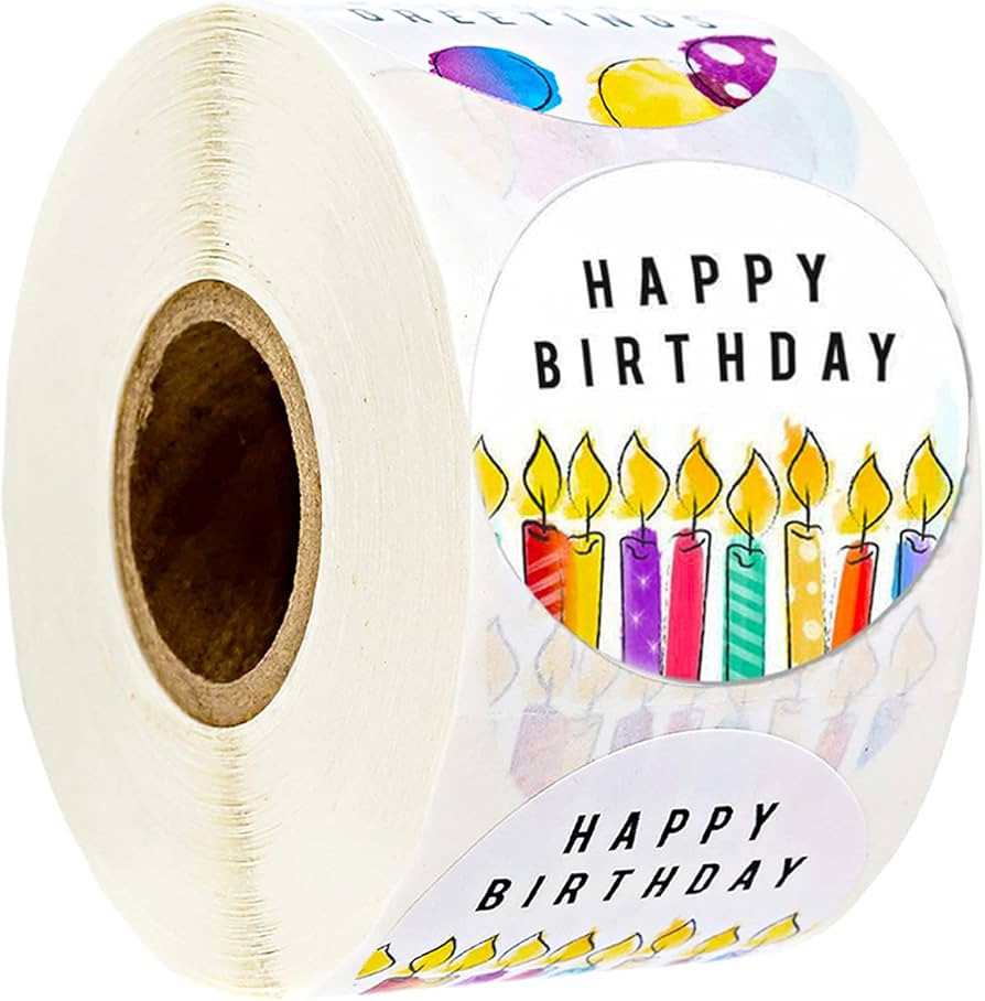 Happy Birthday Stickers, Round Happy Birthday Stickers,Waterproof Self Adhesive Stickers Happy Bi... | Amazon (US)