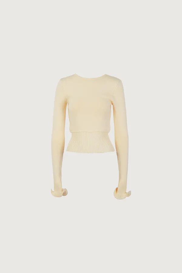 Ruffle Hem Sweater (Cream) | SAME