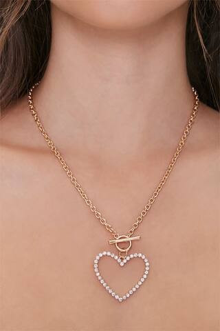 Rhinestone Heart Pendant Necklace | Forever 21 (US)
