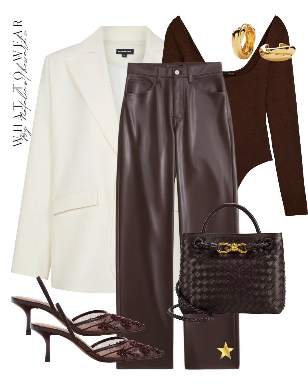 My go to date night outfit. Brown faux leather trousers, a brown bodysuit , heels and a cream or white blazer. The trousers currently have a really good discount 

Abercrombie 
Brown outfit 
New Year’s Eve
Christmas Day
Zara 
Blazer outfit 

#LTKfestive #LTKuk #LTKstyletip