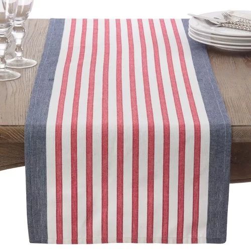 Saro Striped Cotton Table Runner | Walmart (US)