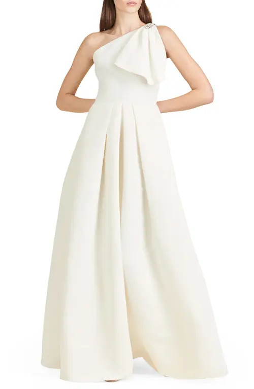 Sachin & Babi Martina Bow One-Shoulder Gown in Ivory at Nordstrom, Size 8 | Nordstrom