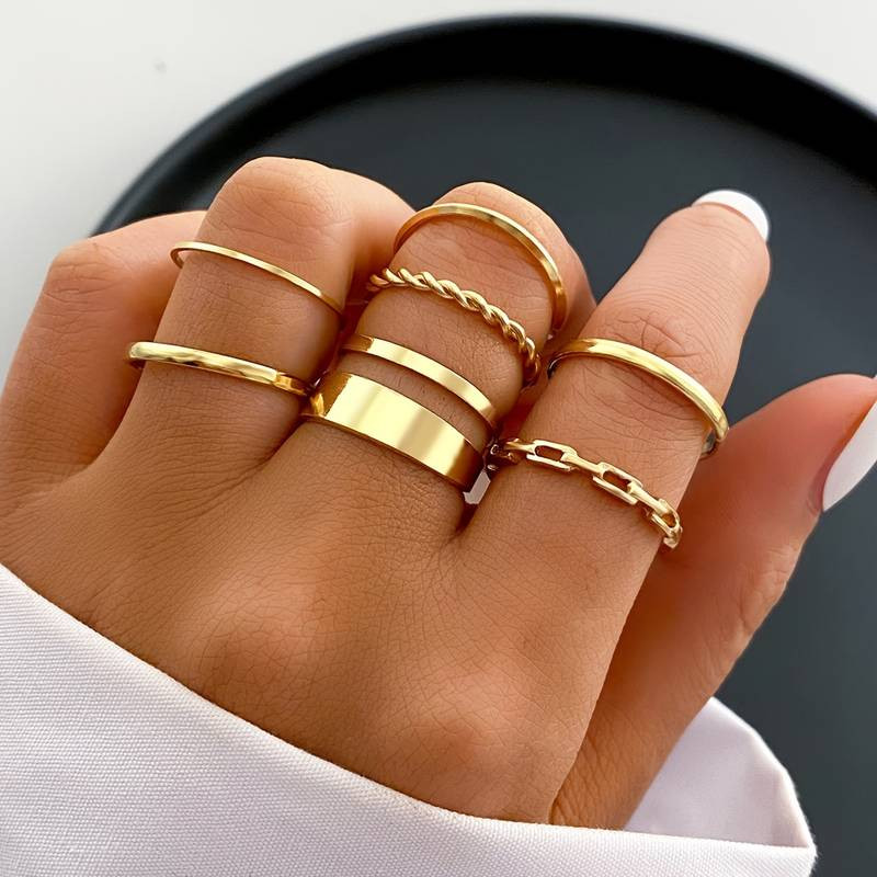 Gothic Vintage Stackable Rings 7pcs/Set Personality Jewelry For Women Teen Girls Decor Gifts | Temu Affiliate Program