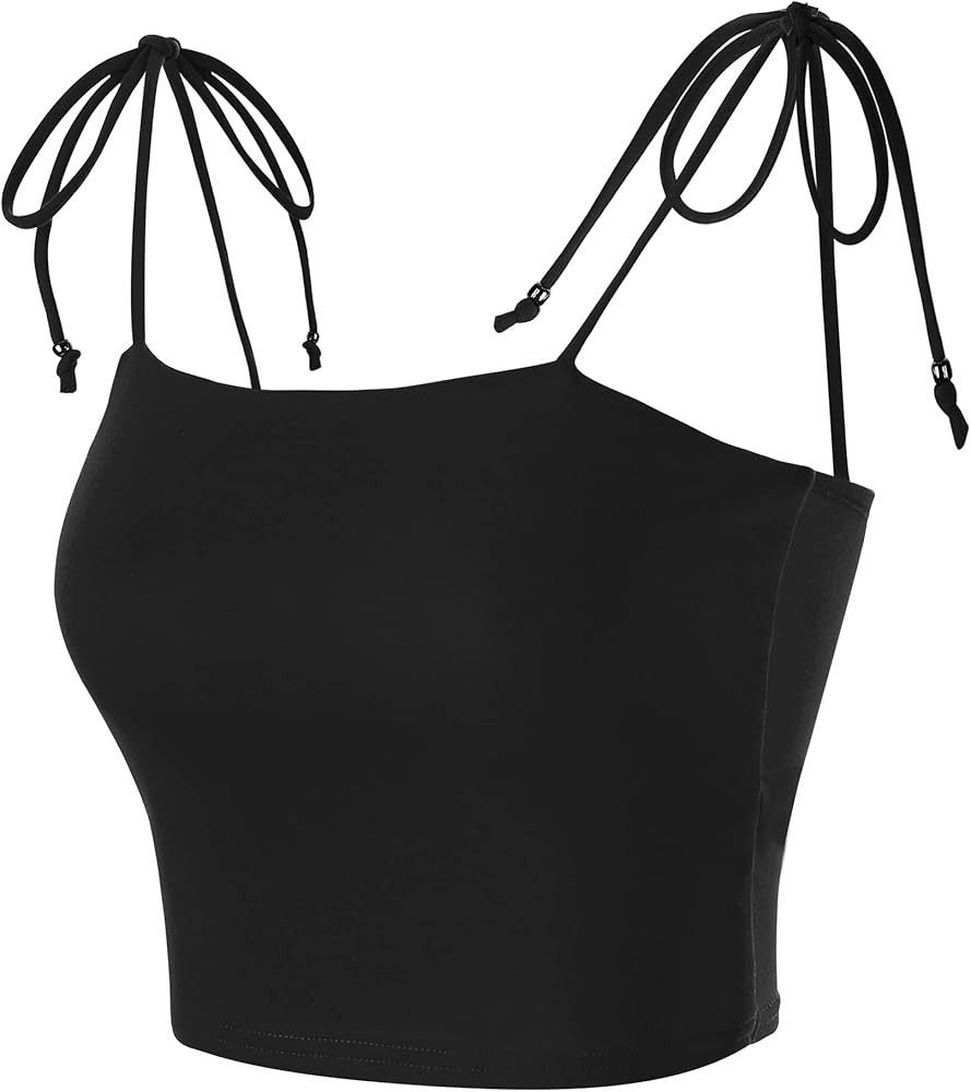 Allegra K Women's Cami Tube Top Tie Spaghetti Straps Sleeveless Summer Crop Tops | Amazon (US)