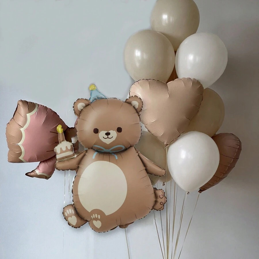 Matte Teddy Bear Polyester Foil Balloons, Including Bear, Rainbow, Bow-Tie, Heart Shaped Balloons... | SHEIN