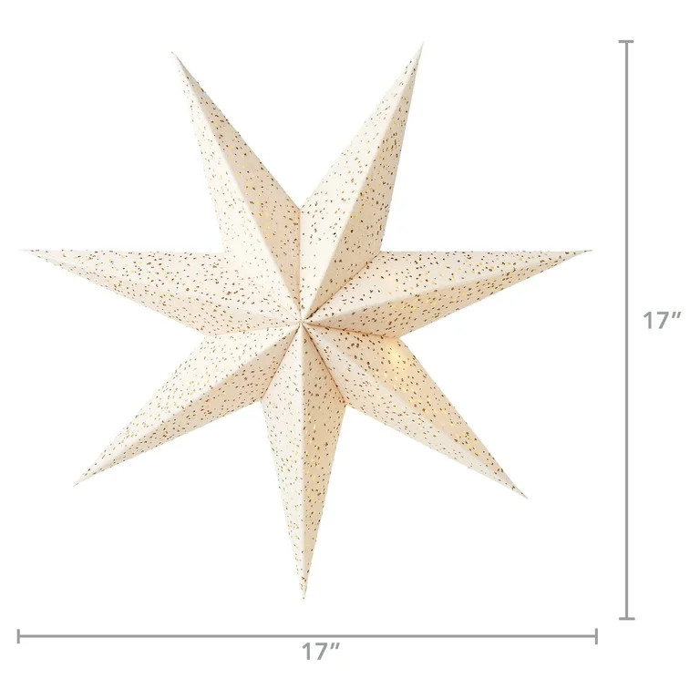 Light-Up White Battery-Operated Flocked Star Christmas Hanging Decoration, 17", by Holiday Time | Walmart (US)