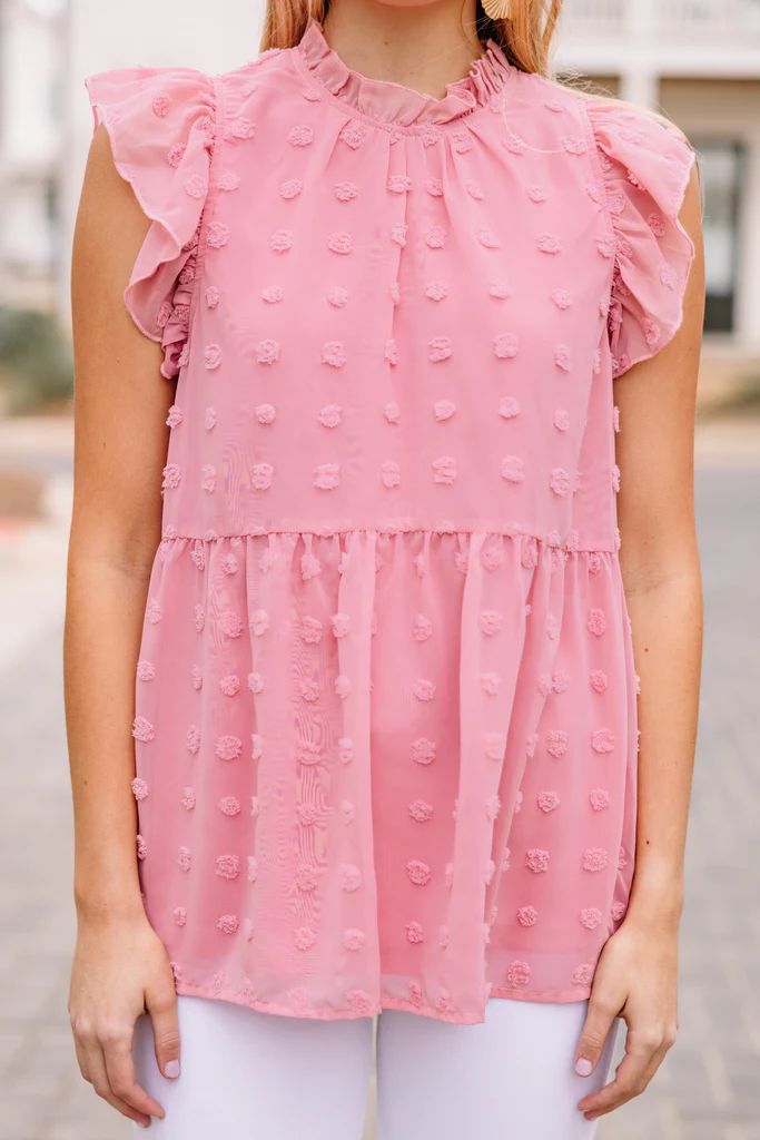 In This Moment Rose Pink Swiss Dot Top | The Mint Julep Boutique