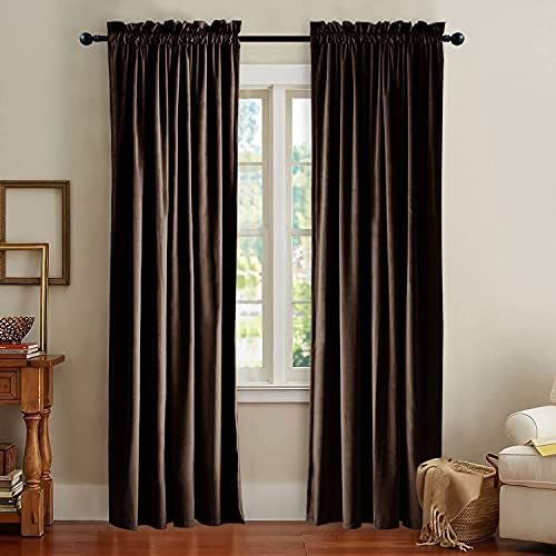 RIORIVA Home Blackout Velvet Curtains for Bedroom Rod Pocket Clip Use for Living Room Solid Thermal  | Amazon (US)