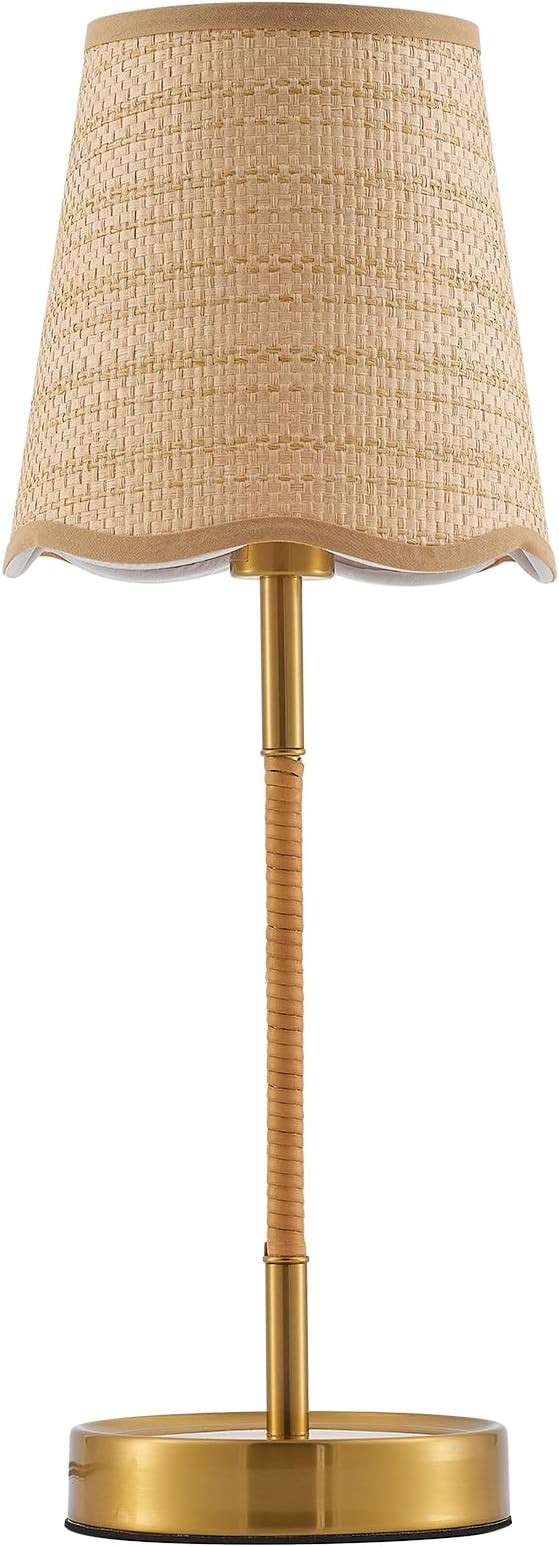 Boho Hand Woven Rattan Table Lamp Natural Wicker Desk Lamp Brass Table Lights for Bedsides Bedroo... | Amazon (US)